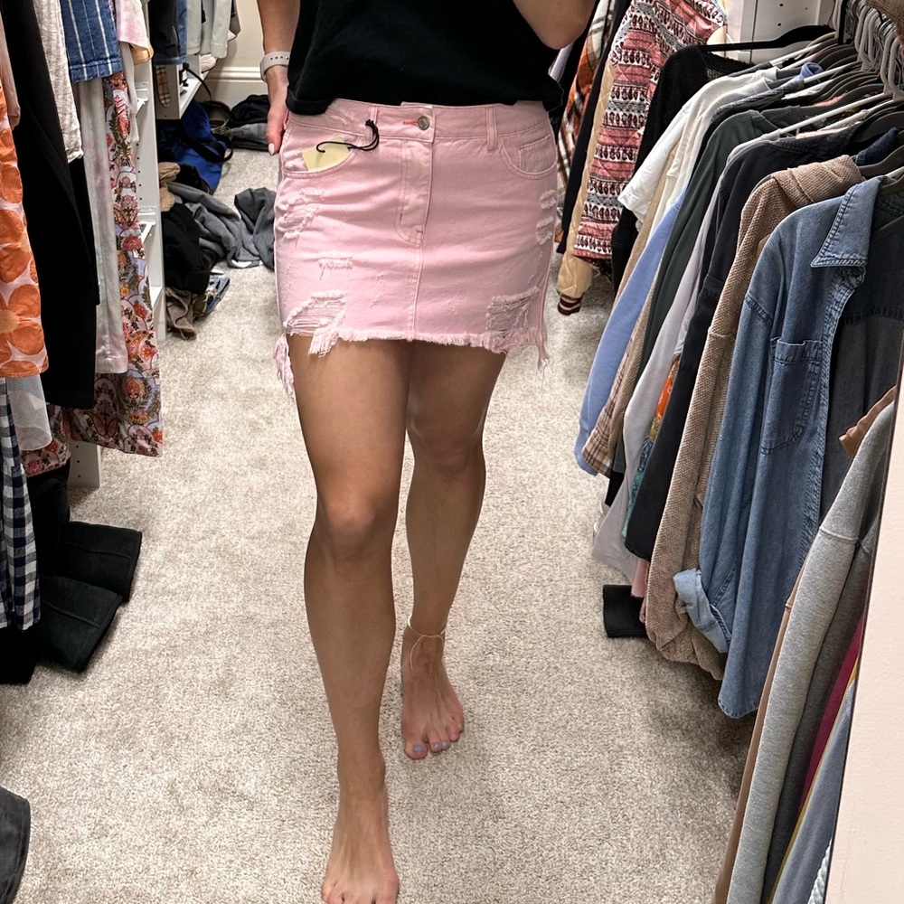 New pink denim skirt
